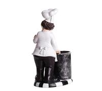 Amosfun Estatua Francés Estatuilla De Chef Gordo Topper De Escritorio Cartel De Bienvenida del Chef Figuritas De Chef Gordo Chef De Cocina Coleccionable Cocinero 3D con Bandeja Mesa
