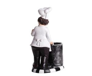 Amosfun Estatua Francés Estatuilla De Chef Gordo Topper De Escritorio Cartel De Bienvenida del Chef Figuritas De Chef Gordo Chef De Cocina Coleccionable Cocinero 3D con Bandeja Mesa