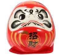 Amosfun Favorite Egg - Figura de Maneki-Neko japonesa de cerámica roja para casa y coche - Símbolo de buena suerte y prosperidad tamaño compacto 4,7 x 4,4 x 4,2 cm