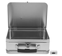 Amosfun Fiambrera Retro de Metal Cierre Seguro y Asa Metálica Caja de Hojalata para Almacenamiento de Alimentos y Regalos Contenedor Portátil Espacioso 8X6X3 Pulgadas para Hombres y