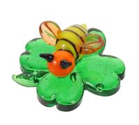 Amosfun Figura de Mariquita de Vidrio Soplado a Mano Trébol de Cuatro Hojas Verde, Adorno Decorativo para Oficina y Mesa en Día de San Patricio