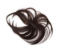 Amosfun Flequillo de Pelo Postizo Clip, 15 Cm Largo, Color Marrón Oscuro, Fibra Sintética, Ligero y Transpirable para Uso Diario y Fiestas