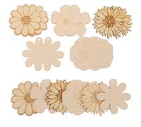 Amosfun Flores de Madera sin Terminar para Manualidades 20 Piezas con Cuerda de Yute, Adornos de Girasoles de Madera Natural para Bricolaje Infantil, Recortes Pintables para Decoración