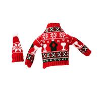 Amosfun Funda para Botella de Vino Navideña Tejida Roja, Tamaño Mini, Diseño Decorativo de Punto, Accesorio Festivo para Fiestas y Decoración Navideña, Juego