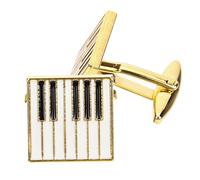 Amosfun Gemelos de Camisa Masculinos de Aleación Dorada Diseño Piano, Cierres Decorativos para Puños, 1 Par para Ropa Formal y Negocios, Accesorios para Traje y Camisa