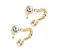Amosfun Gemelos Ligero Dorados de Camisa Blanco para Hombre Cristal y Cadena, Diseño Decorativo para Fiestas y Regalos Obsequios