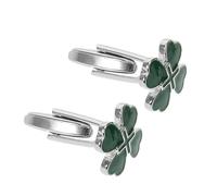 Amosfun Gemelos para Hombre Diseño de Hoja Verde y Símbolo de Aleación Esmaltada, Elegancia Refinada y Cómodo Uso para Fiestas del Día de Irlanda y Salidas Casuales