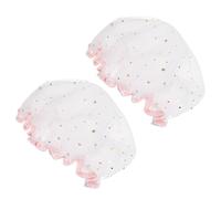 Amosfun Gorros de Ducha Impermeables Eva Banda Elástica, Talla Única para Niñas, 2 Piezas en Color Claro Estampado de Estrellas, Protección para Baño, Spa y Maquillaje