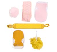 Amosfun Guantes Exfoliantes para Baño 6 Piezas Kit 2 Juegos Bolas de Ducha Espumosas Colores Amarillo y Rosa para Limpieza Corporal y Exfoliación Profunda en Ducha