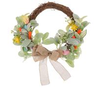 Amosfun Guirnalda de Pascua para Puerta con Huevos Artificiales y Flores de Seda, Fácil de Colgar, Adecuado para Decoración Interior y Exterior en Celebraciones Primaverales