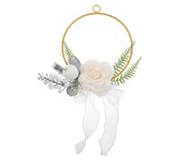 Amosfun Guirnalda Floral de Rosas Artificiales Realista para Decoración de Interiores y Exteriores, Hecha de Metal y Tela de Seda, Solución Versátil Reutilizable