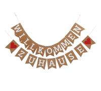 Amosfun - Guirnalda rústica con texto en inglés «Welcome Home Banner Wilkommen»