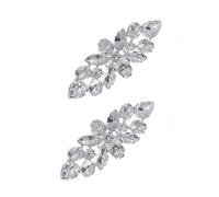 Amosfun Hebillas para Zapatos de Tacón Alto Plateadas, Adornos Decorativos de Cristal para Niñas, Accesorios Creativos para Fiestas y Fotografía Callejera, Par de Hebillas de Vidrio