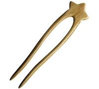 Amosfun Horquilla Doble para Moño en Forma de U de Madera de Sándalo Verde Diseño de Estrellas, Horquillas Francesas para Cabello Grueso y Largo, Accesorios Cabello Mujer, Pasadores