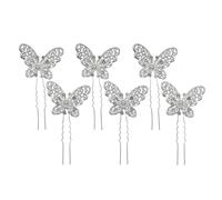 Amosfun Horquillas Pelo de Boda 6 Piezas Plateadas Perlas y Gemas de Imitación, Diseño Metálico Hueco en Forma de Alas, Accesorios Vintage para Novia y Damas de Honor