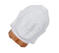 Amosfun Humidificador Ultrasónico Cerámico Forma de Cabeza de Buda, Difusor de Aromaterapia, Base de Madera Clara, 1 Unidad, para Dormitorio, Oficina y Meditación