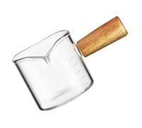 Amosfun Jarra de Vidrio para Cafetera Taza para Espresso Taza para Espumar Mango Lateral de Madera