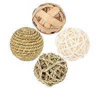 Amosfun Juego de 4 Bolas de Paja para Masticar para Conejillos de Indias y Hámsters, Juguetes para Jaulas de Cobayas para Ejercicio Físico y Salud Dental en Interiores