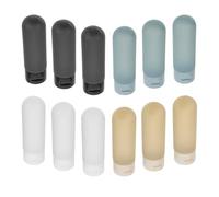 Amosfun Juego de Botellas de Viaje Rellenables 60 Ml, Tubos Suaves de Plástico para Loción, Champú y Crema, Set de 3 Unidades Bolsa Eva, Dispensadores Portátiles Antifugas para Cuidado