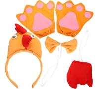 Amosfun Juego de disfraz de pollo para niños - Diadema, lazo, y guantes para fiestas, carnaval, Pascua