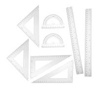 Amosfun Juego de Reglas Triangulares Transparentes 30 Cm, Escuadra Cartabón Isósceles, Transportador y Regla Recta, Kit Profesional de Dibujo y Geometría para Estudiantes y Oficina