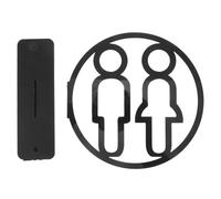 Amosfun Letrero de Baño Acrílico Doble Cara, Señal para Puerta de Aseo Unisex Negro, Señalización para Baños de Hogar y Negocios, Letrero para Lavarse las Manos, Indicación Masculina