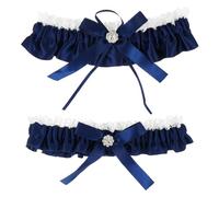 Amosfun Liga De Novia De Encaje con Lazo para Mujer Anillo del Muslo Elástico Accesorio De Boda para Novias Y Damas De 7.08X1.96X0.39In