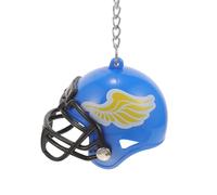 Amosfun Llavero Colgante de Casco de Rugby Mini Azul Diseño de Alas, Llavero Deportivo Colgante de Mochila, Accesorio Ligero y Resistente para Regalos Deportivos