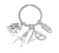Amosfun Llavero Creativo De Arquitectura Con Diseño De Casa Lápiz Brújula Y Regla Accesorio Multifuncional Para Llaves De Casa Y Trabajo