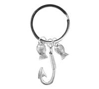 Amosfun Llavero De Pesca Con DiseñO De Anzuelo Y Dos Peces Llaveros De Metal Creativo Para Hombre Accesorios De Pesca Para Mochilas Y Llaves Regalo Artesanal