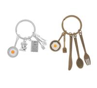 Amosfun Llavero Huevo Frito Con Tenedor Y Cuchara Colgante De Vajilla Para Cocina Regalo Para Cocinero DecoracióN De Bolsos Fiesta Set De 2 Piezas 1.96X1.18 Pulgadas