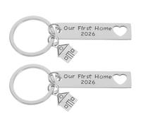 Amosfun Llaveros Metálicos para Inauguración de Casa 2 Piezas Colgantes de Acero Inoxidable 12X50 MM Diseño Hueco de Corazón y Casa Obsequio Simbólico para Nuevos Propietarios y Parejas