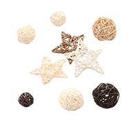 Amosfun - Lote de 9 bolas de mimbre de ratán para decoración del árbol de Navidad para el hogar, mesa de centro de mesa de fiesta