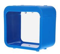 Amosfun Mini Pecera de Plástico Transparente con Luz LED Integrada, Caja Pequeña Desmontable para Cría de Peces y Reptiles, Decoración de Acuario de Escritorio Azul, Acuario Compacto
