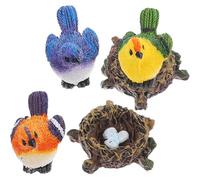 Amosfun Miniatura Nido de Pájaro Artificial con Figuras de Pájaros Decoración para Casa de Muñecas Micro Escena Nidos y Aves Coloridas