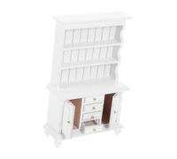 Amosfun Muebles de casa de muñecas estantería pequeña gabinete de estantería en Miniatura Gabinete de Almacenamiento en Miniatura Muebles diminutos Mini Estante de Libros de Madera Blanco