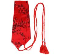 Amosfun Mujeres Kimono OBI Cinturones Estilo Japonés Bordado Cintura Bandas Cintura Cinturón con Borla para Yukata Robe Accesorios Rojo, Rojo