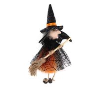 Amosfun Muñeca de Bruja Colgante de Halloween Escoba y Alas de Decoración para Colgar Fiestas Hogar Oficina Cafetería Hotel Adorno Festivo de Bruja Naranja