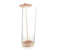 Amosfun Organizador de pajitas de madera con tapa, contenedor de almacenamiento multiusos transparente para popotes, utensilios y suministros de oficina, diseño elegante para encimeras, cafeterías y