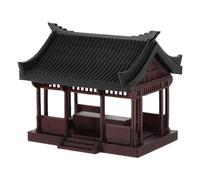 Amosfun Pabellón de Jardín Miniatura Estilo Chino, Decoración para Bonsái y Terrarios, Modelo Arquitectónico Antiguo en Color Rojo Oscuro, Tamaño 5x5x4.5 Cm, Adorno para Acuario y Jardín