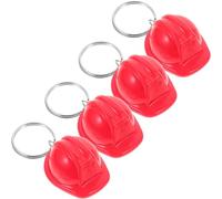 Amosfun Pack de 4 Llaveros de Casco Rojo Diseño Creativo de Aleación de Zinc y Plástico para Decoración y Recuerdos de Fiesta Únicos