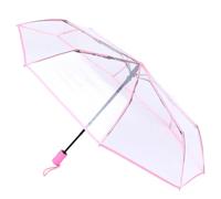 Amosfun Paraguas Plegable para Mujer Transparente Triple Pliegue Automático y Borde Rosa, Diseñado para Días Lluviosos y Actividades al Aire Libre