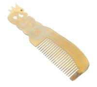 Amosfun Peine de Cuerno de Buey Beige para Mujeres Textura Natural y Mango Cómodo, Estimula el Cuero Cabelludo y Previene el Cabello Enredado, Adecuado para Método Curly