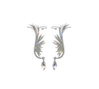 Amosfun Pendientes Clip de Oreja para Mujer Alas de Ángel, Aleación Incrustación de Cristales, Diseño Elegante y Brillante para Fiesta, Boda y Uso Diario