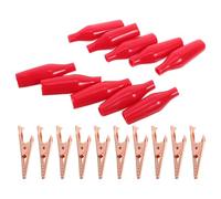 Amosfun Pinzas de Cocodrilo con Manguito de Cobre Puro, Tamaño Medio, Color Rojo, Juego de 10 Unidades para Pruebas Eléctricas, Clips para Cables, Accesorios Seguros para Trabajos