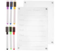 Amosfun Pizarra Magnética de Borrado en Seco para Nevera, Acrílico Transparente A4 A4, 6 Rotuladores de Color Claro, Planificador Semanal y Diario para Organización Doméstica y Oficina