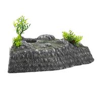Amosfun Plataforma de Terraza para Tortugas de Resina con Rampa de Escalada y Escondite Flotante, Decoración Realista de Roca para Hábitat de Reptiles y Acuarios, Accesorio Multifuncional