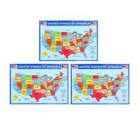 Amosfun Póster Educativo de Estados Unidos 3 Piezas Laminado Resistente Decoloración, Mapa Mural Detallado para Aula y Decoración de Dormitorio Infantil, Cartel Geográfico para