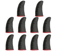 Amosfun Protectores de Dedos Transpirables para Juegos 10 Unidades, Mangas Antisudor de Fibra Nanométrica Negra Borde Rojo, Ajuste Elástico y Duradero para Móvil y Pantallas Táctiles