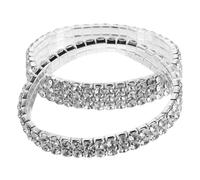 Amosfun Pulseras de Gemas de Imitación para Mujer, 2 Piezas Elásticas | Plata, Estilo Apilable y Ligero, 5, 80x5, 80x1, 00cm, para Graduación y Cenas